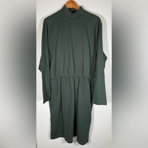 NWOT Lands End forest green cotton turtleneck dress XL vintage 90s preppy - Picture 1 of 9